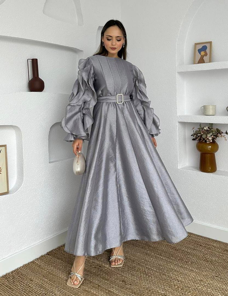 Eftelya Organze Elbise Gri