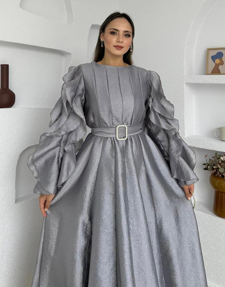 Eftelya Organze Elbise Gri