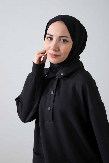Etekli Tesettür Takım Siyah - Moda AlaEtekli Tesettür Takım Siyah