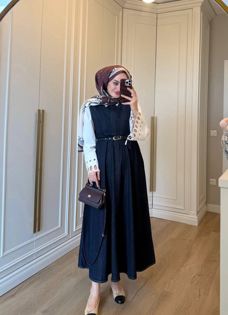 Etika Denim Jile Koyu Kot – Uzun Tesettür Kot Jile ElbiseETİKA DENİM JİLE Koyu Kot