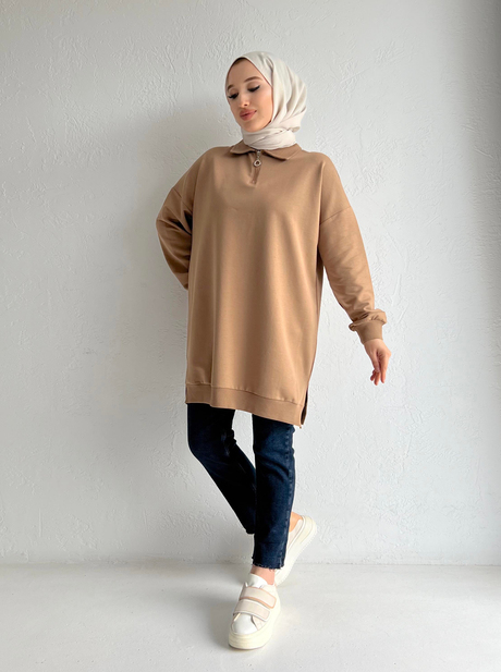 Fermuarlı Sweathirt Bej | Moda AlaFermuarlı Sweathirt Bej