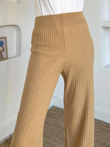 Fitilli Triko Pantolon Bej
