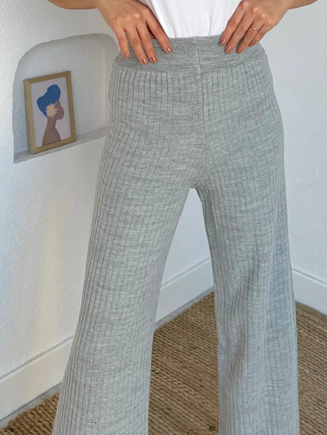 Fitilli Triko Pantolon Gri