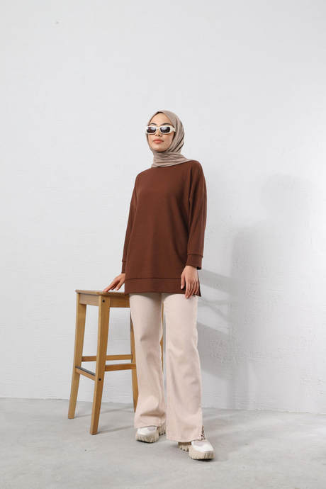 Fitilli Tunik Kahverengi