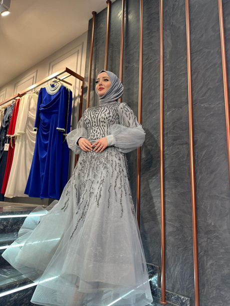 Full Taşlı Tüllü Abiye Gold