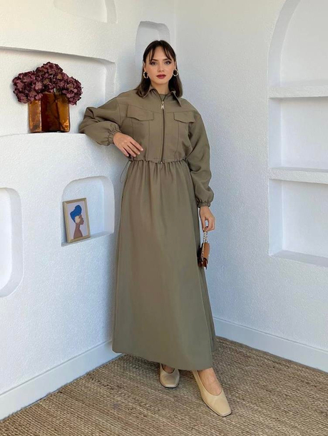 Gabardin Ceketli İç Elbiseli Takım Haki