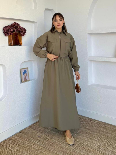 Gabardin Ceketli İç Elbiseli Takım Haki