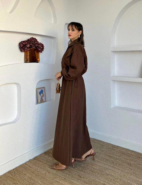 Gabardin Ceketli İç Elbiseli Takım Kahverengi