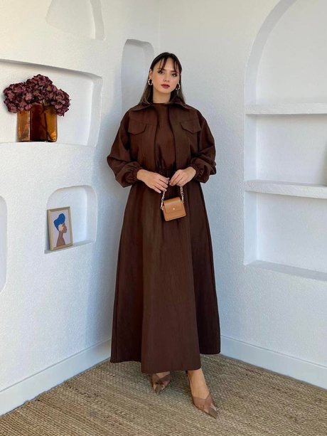 Gabardin Ceketli İç Elbiseli Takım Kahverengi