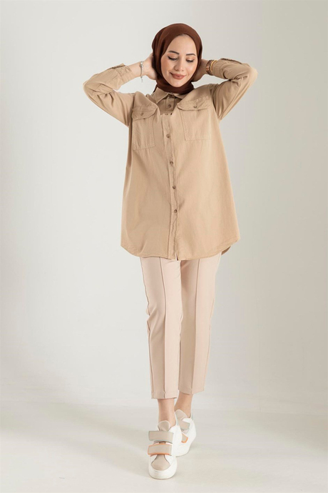 Gabardin Denim Tunik Camel