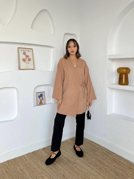 Gabardin Kimono Bej