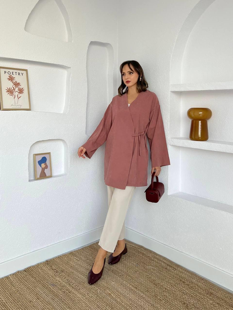 Gabardin Kimono Gül