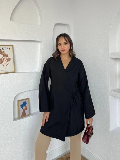 Gabardin Kimono Siyah