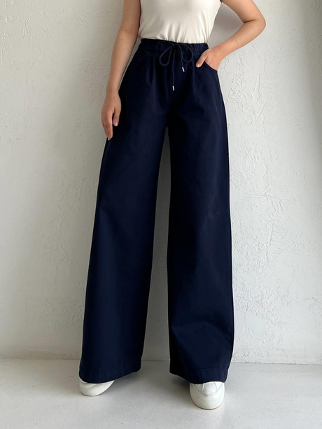 Gabardin Lastikli Pantolon Lacivert - Moda AlaGabardin Lastikli Pantolon Lacivert