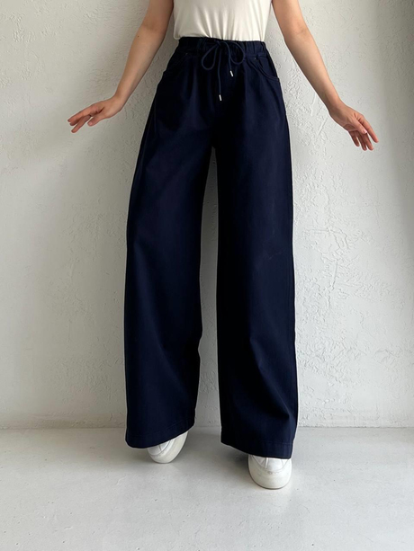 Gabardin Lastikli Pantolon Lacivert - Moda AlaGabardin Lastikli Pantolon Lacivert
