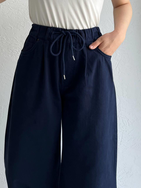 Gabardin Lastikli Pantolon Lacivert - Moda AlaGabardin Lastikli Pantolon Lacivert
