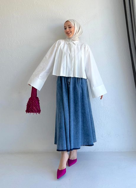 Geniş Manşetli Poplin Gömlek Beyaz | Moda AlaGeniş Manşetli Poplin Gömlek Beyaz
