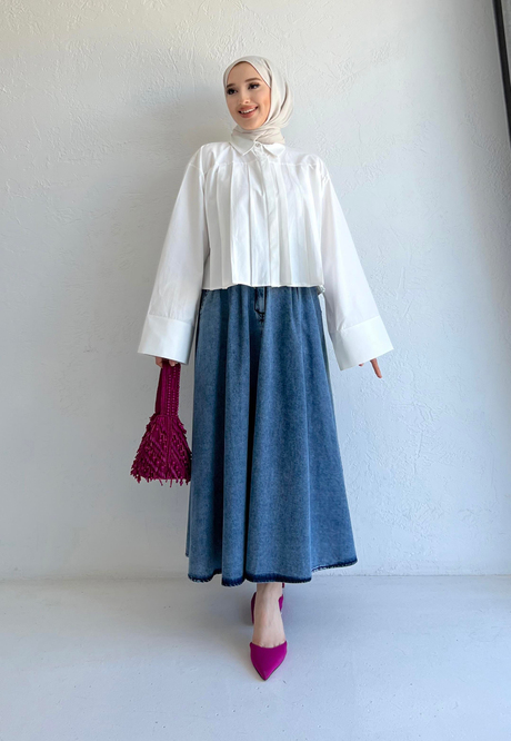 Geniş Manşetli Poplin Gömlek Beyaz | Moda AlaGeniş Manşetli Poplin Gömlek Beyaz