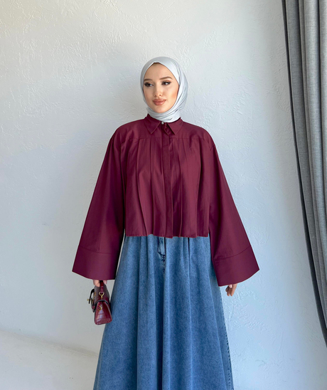 Geniş Manşetli Poplin Gömlek Bordo | Moda AlaGeniş Manşetli Poplin Gömlek Bordo