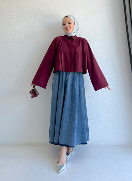 Geniş Manşetli Poplin Gömlek Bordo | Moda AlaGeniş Manşetli Poplin Gömlek Bordo