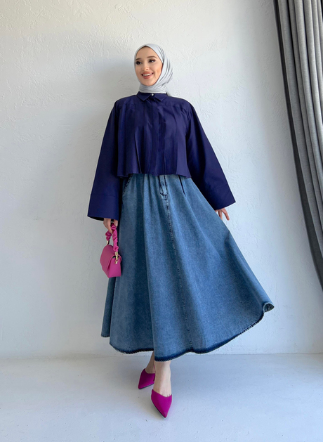 Geniş Manşetli Poplin Gömlek Lacivert | Moda AlaGeniş Manşetli Poplin Gömlek Lacivert