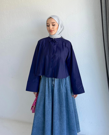 Geniş Manşetli Poplin Gömlek Lacivert | Moda AlaGeniş Manşetli Poplin Gömlek Lacivert