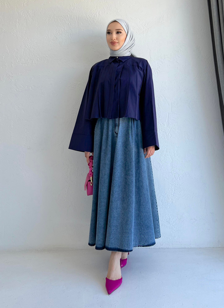 Geniş Manşetli Poplin Gömlek Lacivert | Moda AlaGeniş Manşetli Poplin Gömlek Lacivert
