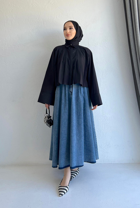 Geniş Manşetli Poplin Gömlek Siyah | Moda AlaGeniş Manşetli Poplin Gömlek Siyah