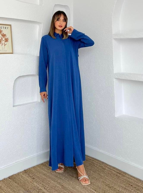Gizli Fermuarlı Ferace İndigo - Moda AlaGizli Fermuarlı Ferace İndigo