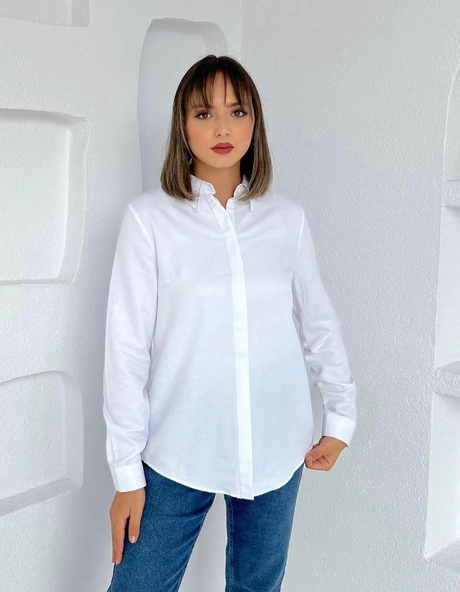 Gizli Patlı Kısa Gömlek Tunik Beyaz - Moda AlaGizli Patlı Kısa Gömlek Tunik Beyaz