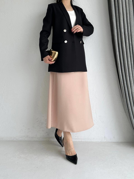 Gold Düğmeli Blazer Ceket Siyah