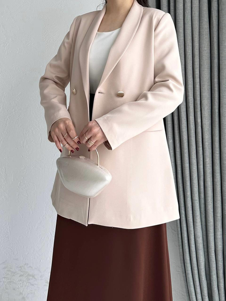 Gold Düğmeli Blazer Ceket Taş