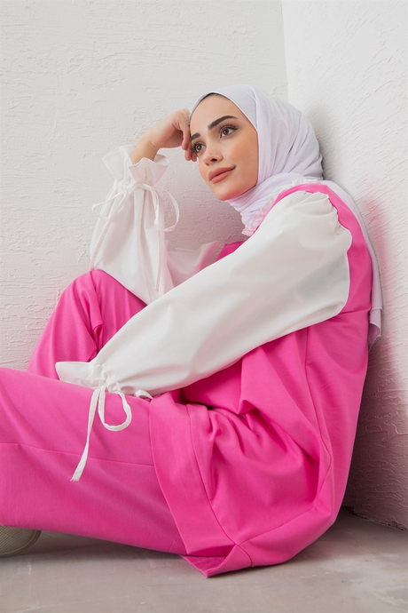 Gömlek Detaylı Basic Takım Pembe