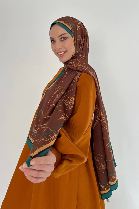 Hafif Çizim Şal Kahverengi