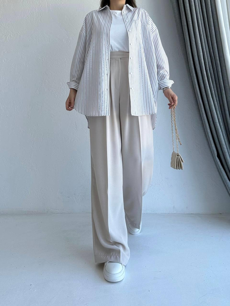 Harpen Çizgili Gömlek Kahverengi | Moda AlaHarpen Çizgili Gömlek Kahverengi