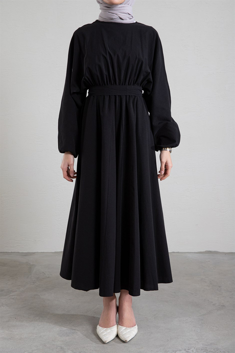 Hera Mevlana Model Elbise Siyah