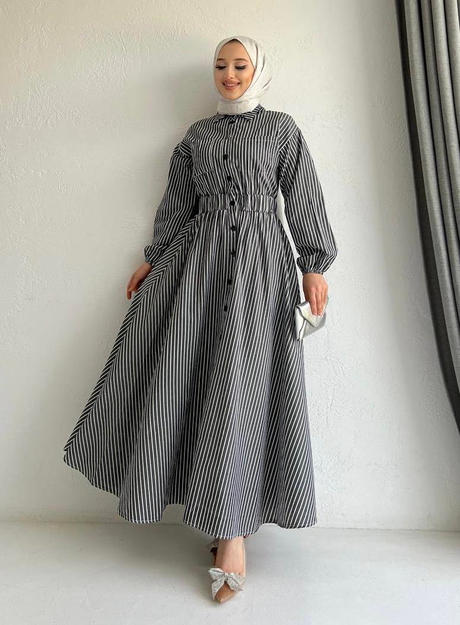 İki Cepli Poplin Elbise Füme