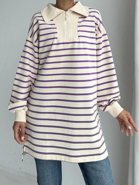 İki İplik Sweatshirt Lila