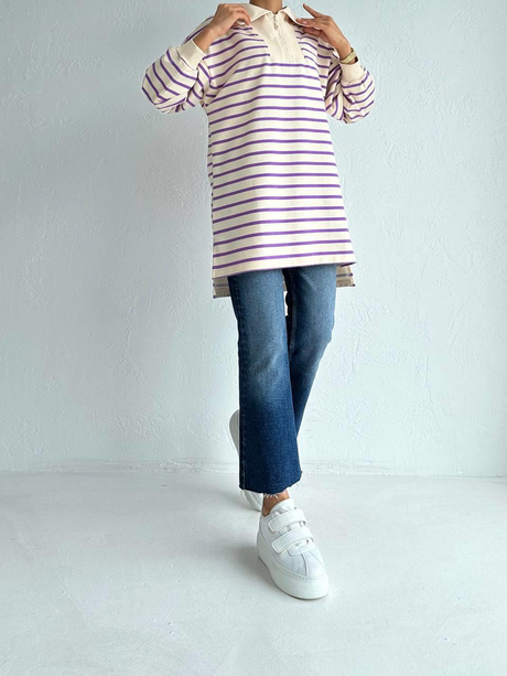 İki İplik Sweatshirt Lila