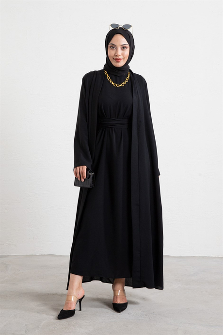 İkili Abaya Takım Siyah