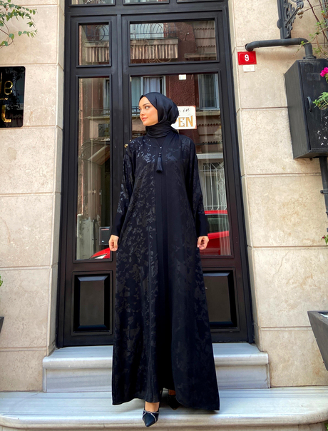 Jakar Baskılı Vakko Abaya Siyah