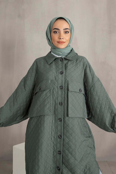 Kapitone Salaş Ceket - Mint