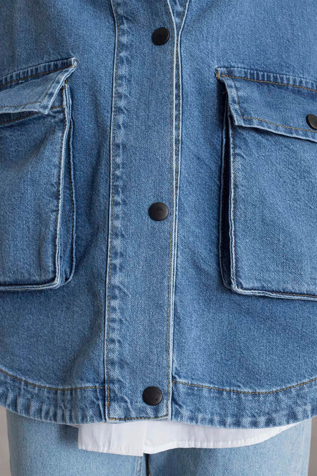 Kapşonlu Denim Yelek Kot