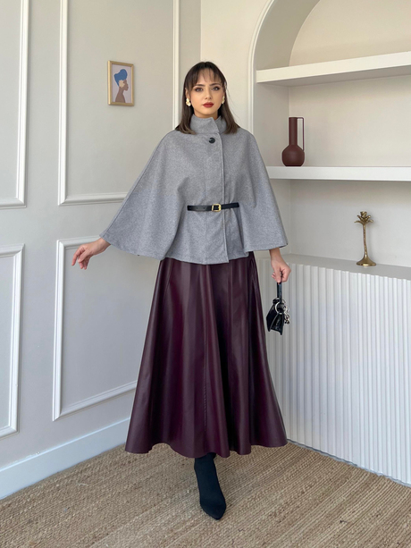 Kemerli Kaşe Panço Gri