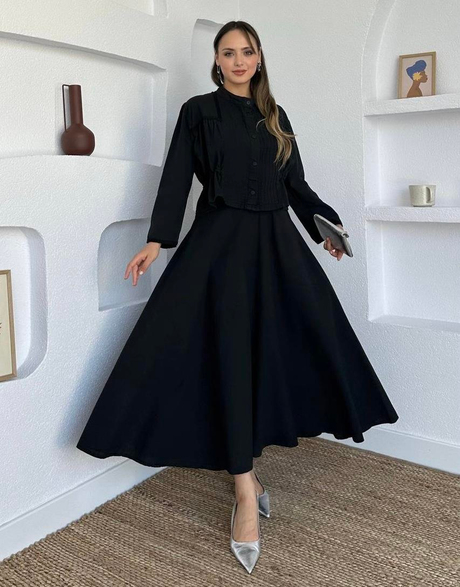 Keten Etekli Takım Siyah - Moda AlaKeten Etekli Takım Siyah