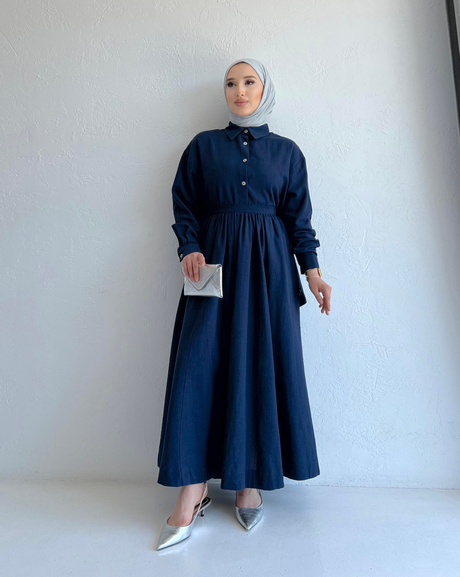 Keten Gömlekli Etekli Takım Lacivert | Moda AlaKeten Gömlekli Etekli Takım Lacivert