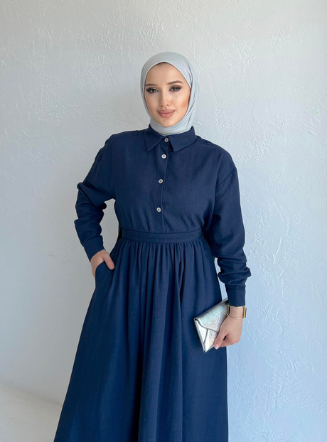 Keten Gömlekli Etekli Takım Lacivert | Moda AlaKeten Gömlekli Etekli Takım Lacivert