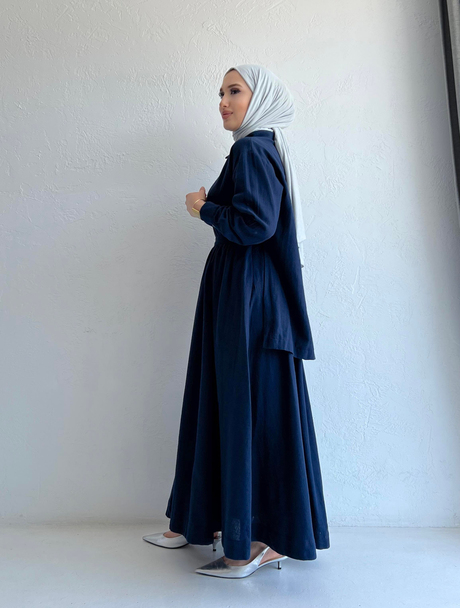 Keten Gömlekli Etekli Takım Lacivert | Moda AlaKeten Gömlekli Etekli Takım Lacivert