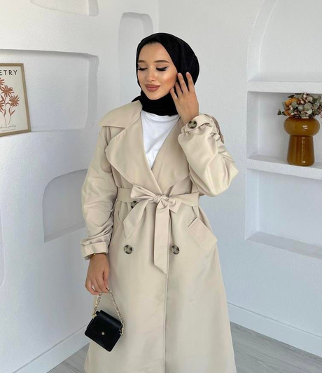 Kol Kemerli Trençkot Taş - Moda AlaKol Kemerli Trençkot Taş