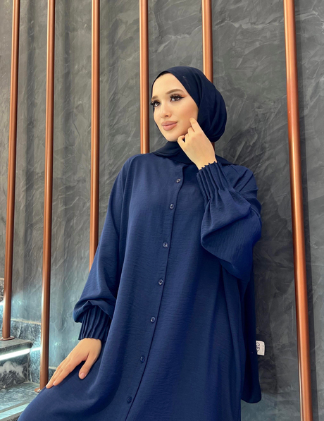 Kol Pilise Detaylı Tunik Lacivert - Moda AlaKol Pilise Detaylı Tunik Lacivert